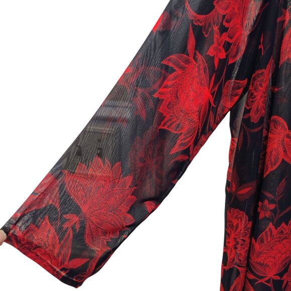 Iman: 3-Piece Red-Black Floral Pant Set, Size 2X (Duster, Tank & Pull-On Pants) - Picture 12 of 14
